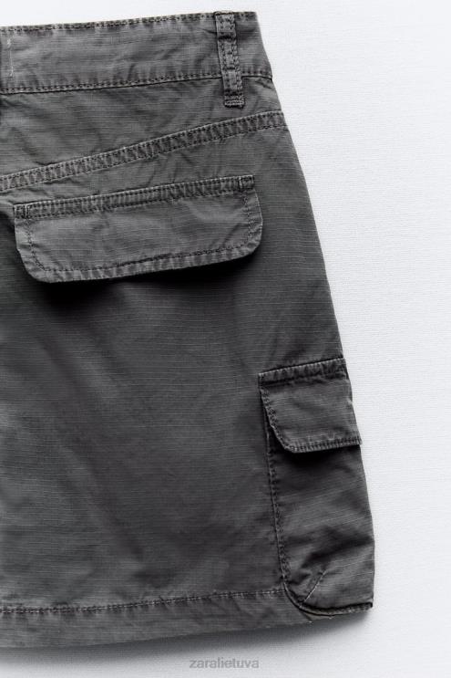 moterys Zara cargo mini sijonas pilka apranga 4N488646