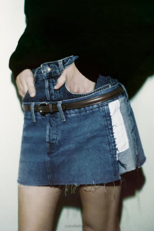 moterys Zara džinsinis zw mini sijonas mėlyna apranga 4N488715