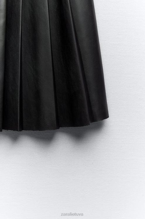 moterys Zara dirbtinės odos mini sijonas juodas apranga 4N488639