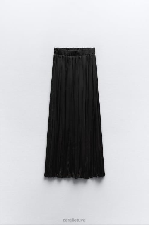 moterys Zara ilgas raukšlių efekto sijonas juodas apranga 4N488694