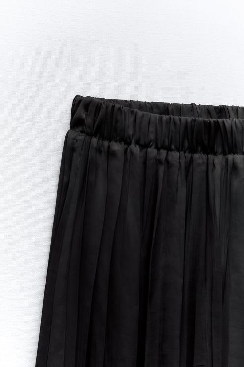 moterys Zara ilgas raukšlių efekto sijonas juodas apranga 4N488694