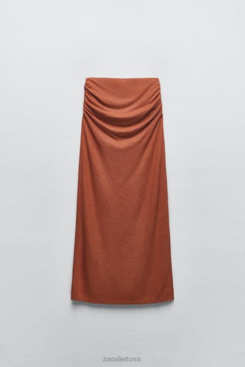 moterys Zara kaimiškas ilgas sijonas terakotos apranga 4N488723