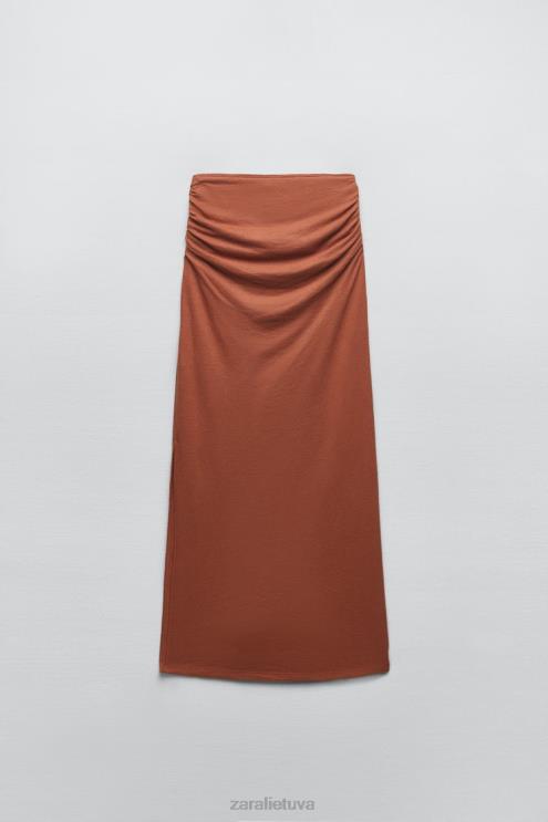 moterys Zara kaimiškas ilgas sijonas terakotos apranga 4N488723