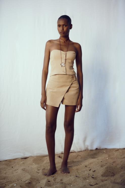 moterys Zara kaimiškas krosoveris skortas taupiai ruda apranga 4N488569