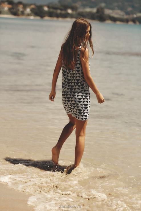 moterys Zara karoliukais puoštas mini sijonas juoda balta apranga 4N488712