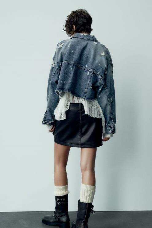 moterys Zara kišeninis dirbtinės odos sijonas juodas apranga 4N488662