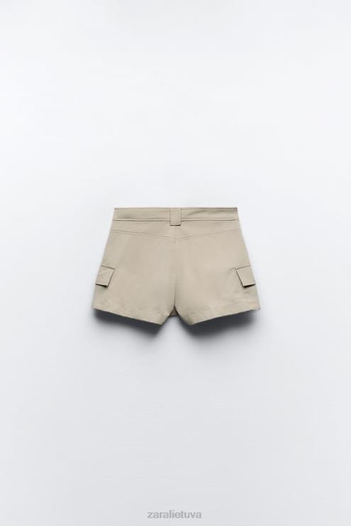 moterys Zara kišeninis šortas pelenai apranga 4N488623