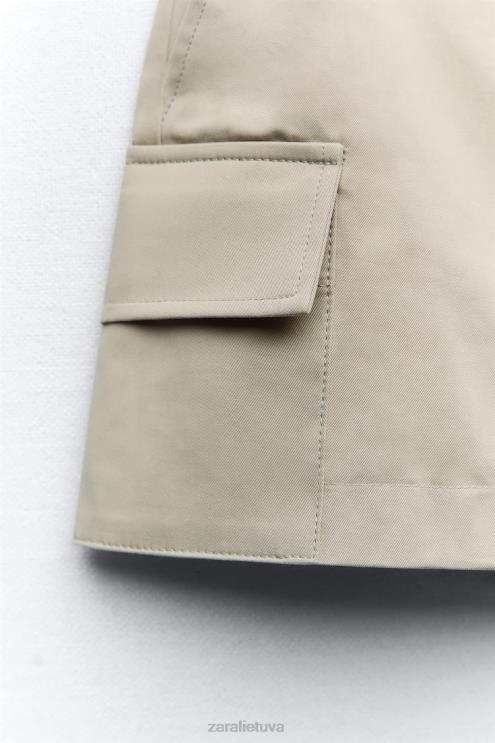 moterys Zara kišeninis šortas pelenai apranga 4N488623
