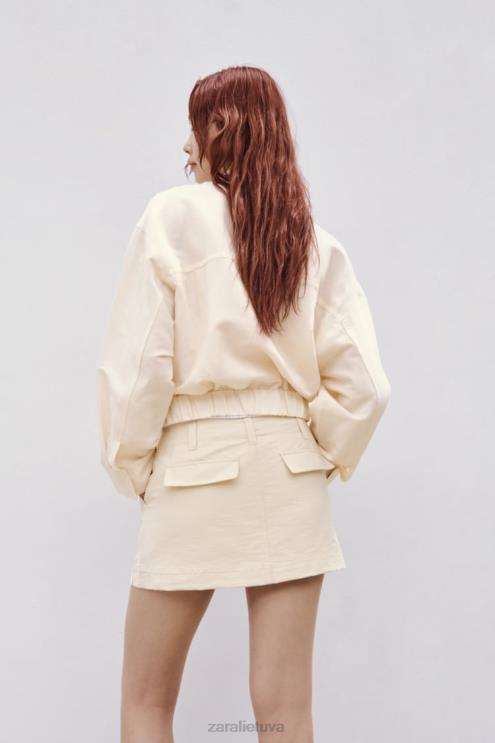moterys Zara kišeninis šortas smėlio spalvos apranga 4N488614