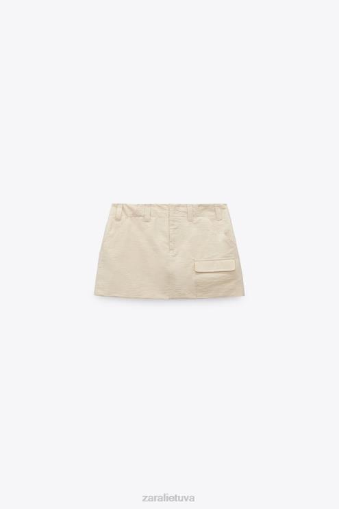 moterys Zara kišeninis šortas smėlio spalvos apranga 4N488614