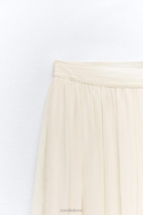 moterys Zara klostuotas midi sijonas austrių baltumo apranga 4N488700