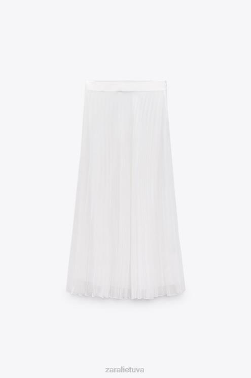 moterys Zara klostuotas midi sijonas baltas apranga 4N488672