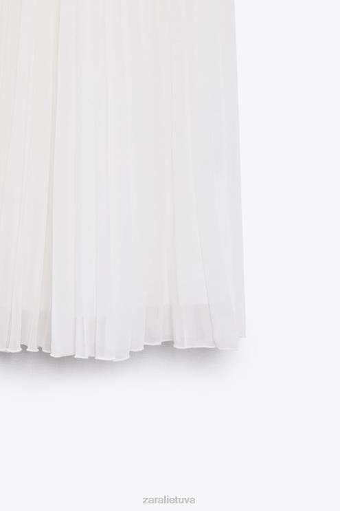 moterys Zara klostuotas midi sijonas baltas apranga 4N488672