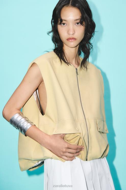 moterys Zara klostuotas midi sijonas ekru apranga 4N488718