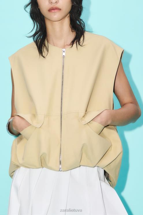 moterys Zara klostuotas midi sijonas ekru apranga 4N488718