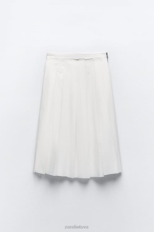 moterys Zara klostuotas midi sijonas ekru apranga 4N488718