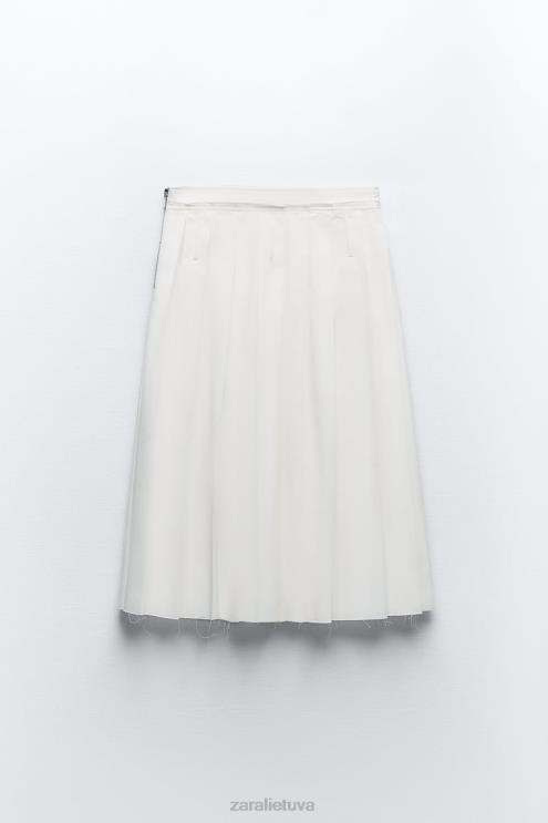 moterys Zara klostuotas midi sijonas ekru apranga 4N488718