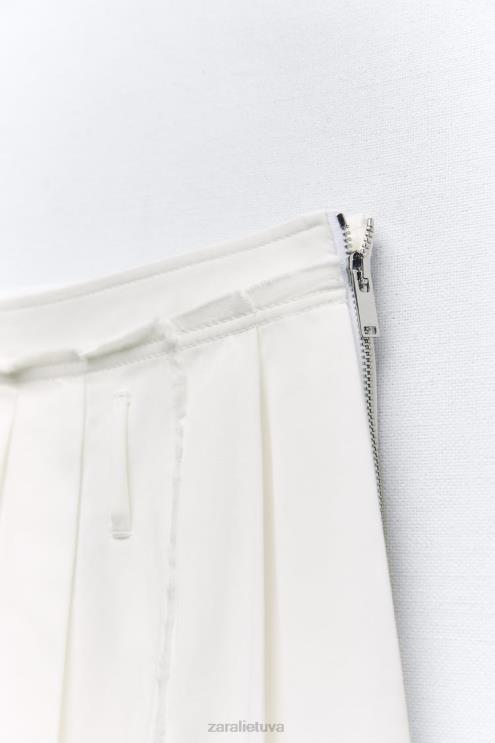 moterys Zara klostuotas midi sijonas ekru apranga 4N488718