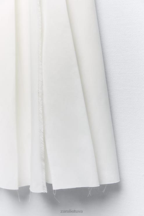 moterys Zara klostuotas midi sijonas ekru apranga 4N488718