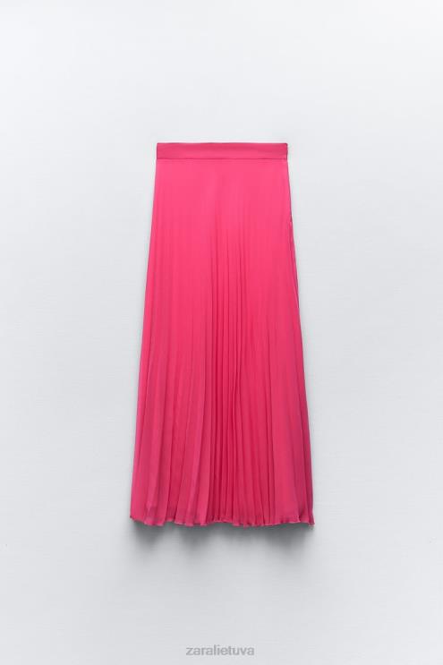 moterys Zara klostuotas midi sijonas fuksija apranga 4N488697