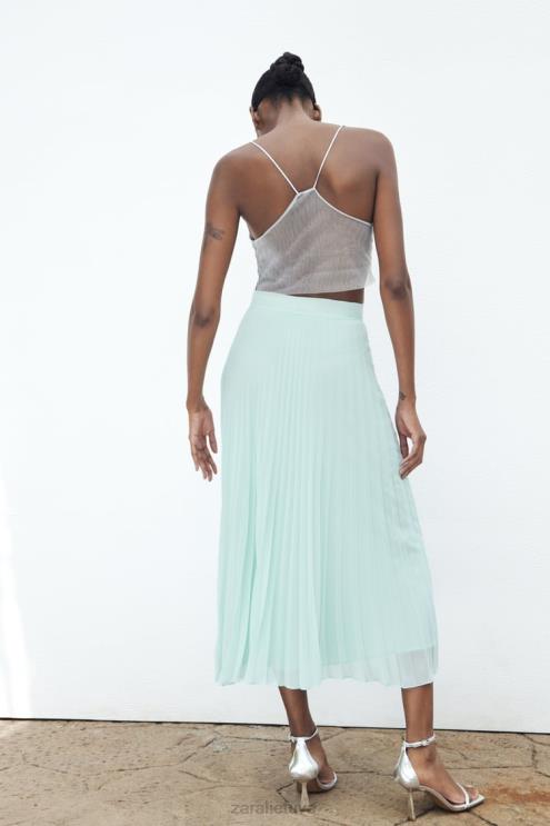 moterys Zara klostuotas midi sijonas jūros žalia apranga 4N488710