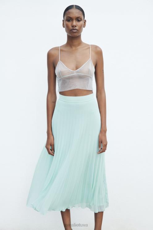 moterys Zara klostuotas midi sijonas jūros žalia apranga 4N488710