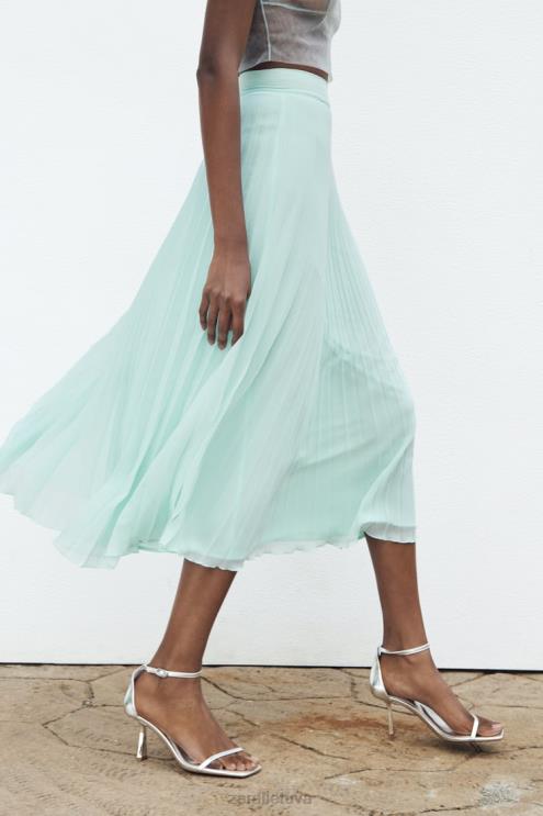 moterys Zara klostuotas midi sijonas jūros žalia apranga 4N488710