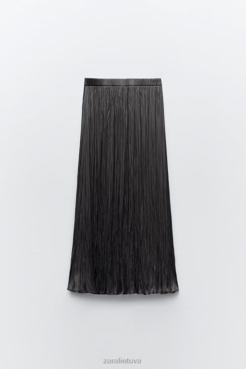 moterys Zara klostuotas midi sijonas pilka apranga 4N488657