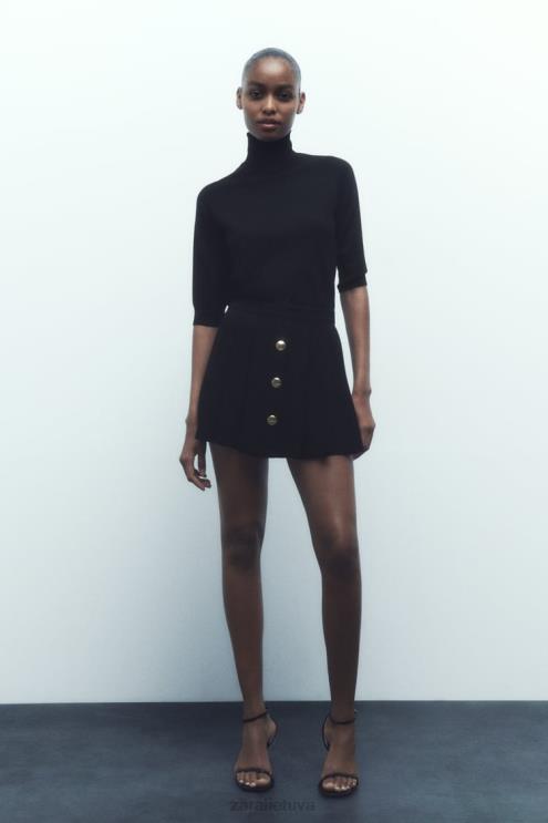 moterys Zara klostuotas skortas juodas apranga 4N488539