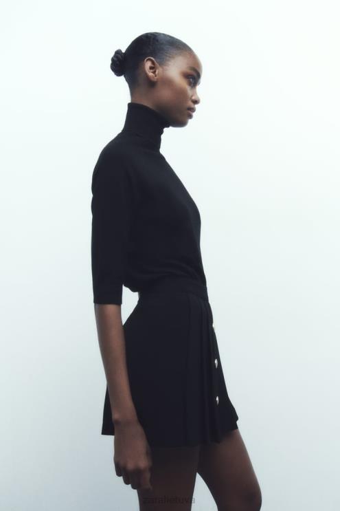 moterys Zara klostuotas skortas juodas apranga 4N488539