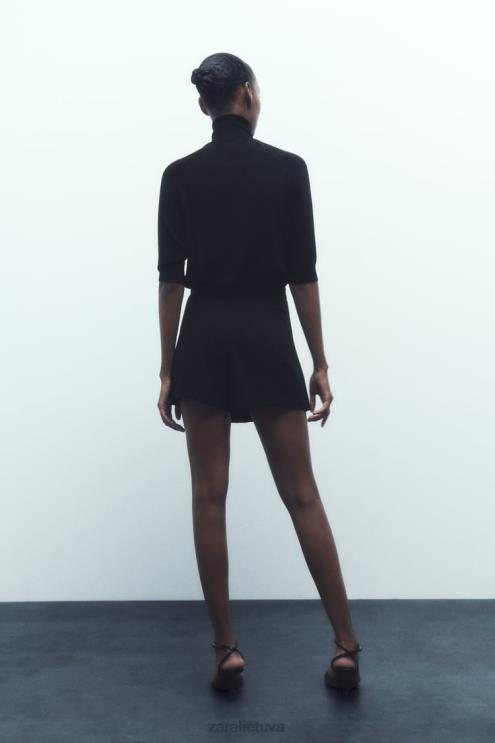 moterys Zara klostuotas skortas juodas apranga 4N488539