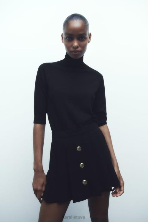 moterys Zara klostuotas skortas juodas apranga 4N488539