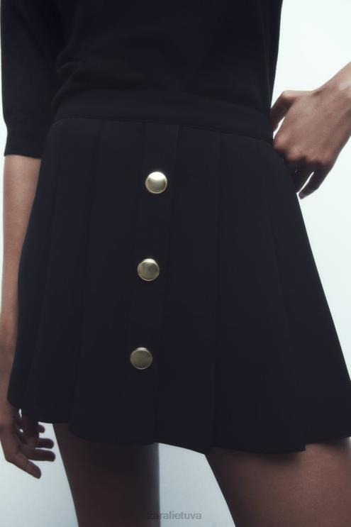 moterys Zara klostuotas skortas juodas apranga 4N488539