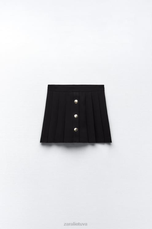 moterys Zara klostuotas skortas juodas apranga 4N488539