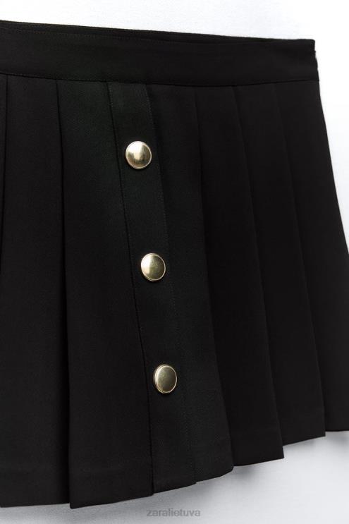 moterys Zara klostuotas skortas juodas apranga 4N488539