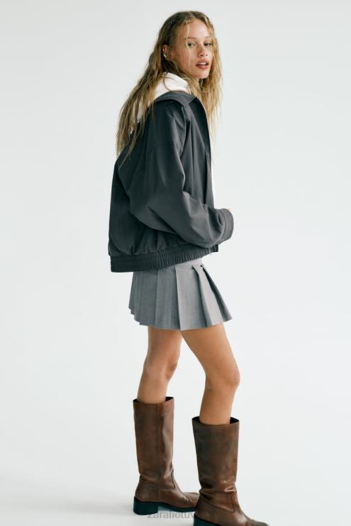 moterys Zara klostuotas skortas pilkas marlas apranga 4N488530