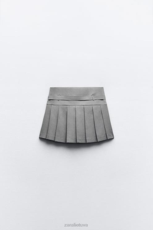 moterys Zara klostuotas skortas pilkas marlas apranga 4N488530