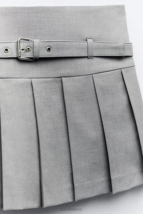moterys Zara klostuotas skortas pilkas marlas apranga 4N488530