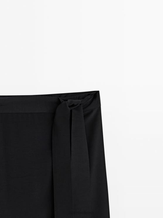 moterys Zara kontrastingai krentantis midi sijonas juodas apranga 4N488844