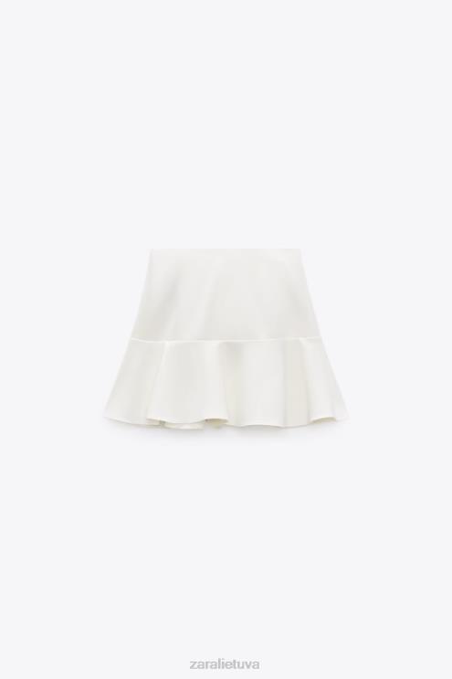 moterys Zara lanko apdailos skortas austrių baltumo apranga 4N488560