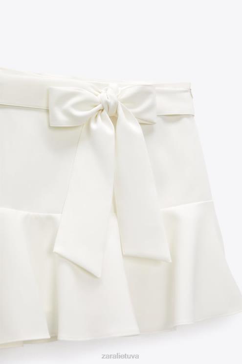 moterys Zara lanko apdailos skortas austrių baltumo apranga 4N488560