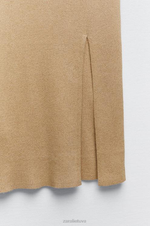 moterys Zara megztas metaliniu siūlu midi sijonas auksinis apranga 4N488720
