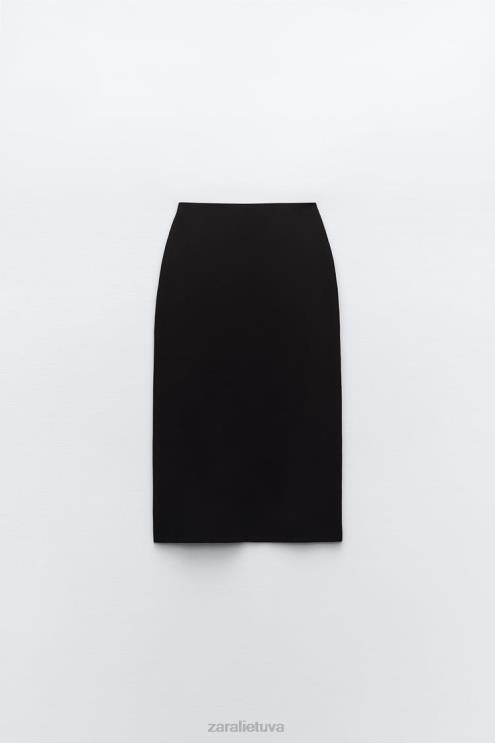 moterys Zara megztas midi sijonas juodas apranga 4N488644