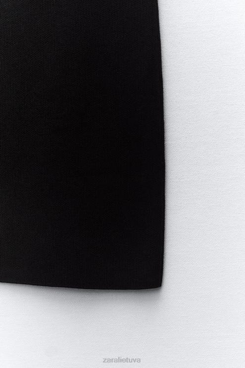 moterys Zara megztas midi sijonas juodas apranga 4N488644