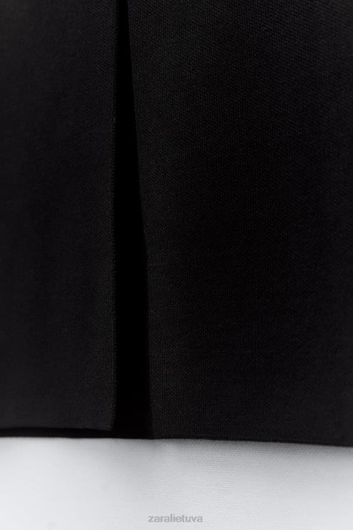 moterys Zara megztas midi sijonas juodas apranga 4N488644