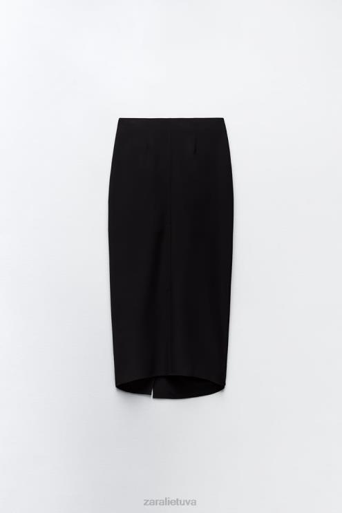 moterys Zara megztas midi sijonas juodas apranga 4N488649