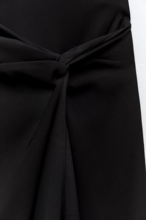 moterys Zara megztas midi sijonas juodas apranga 4N488649