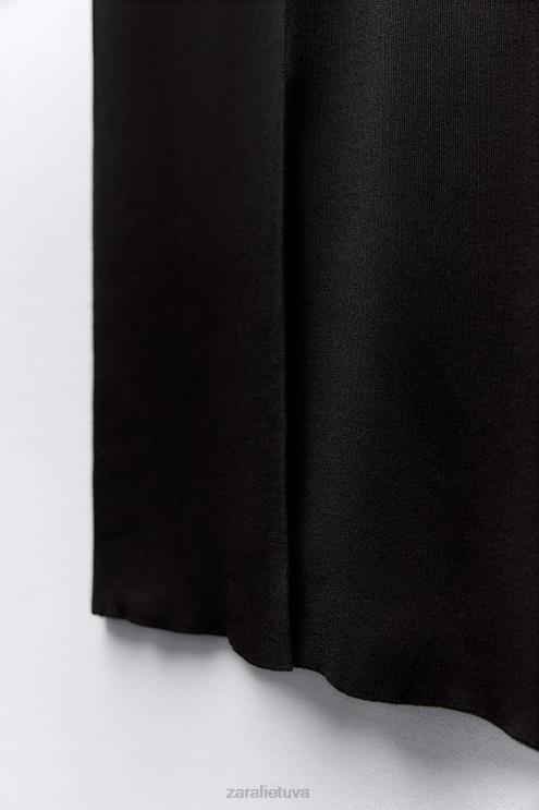 moterys Zara megztas midi sijonas juodas apranga 4N488677