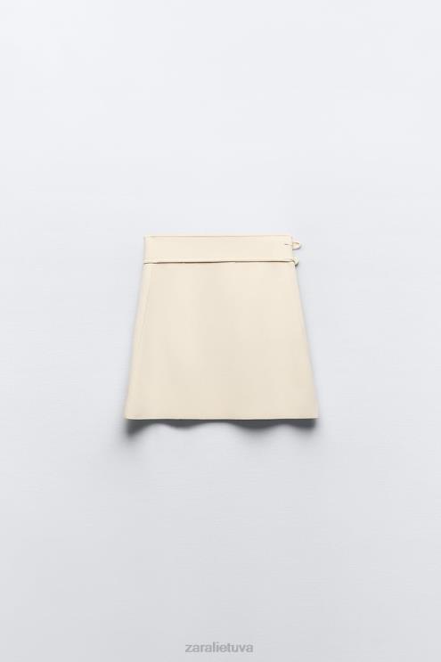 moterys Zara megztas sijonas su sagtimis ekru apranga 4N488726