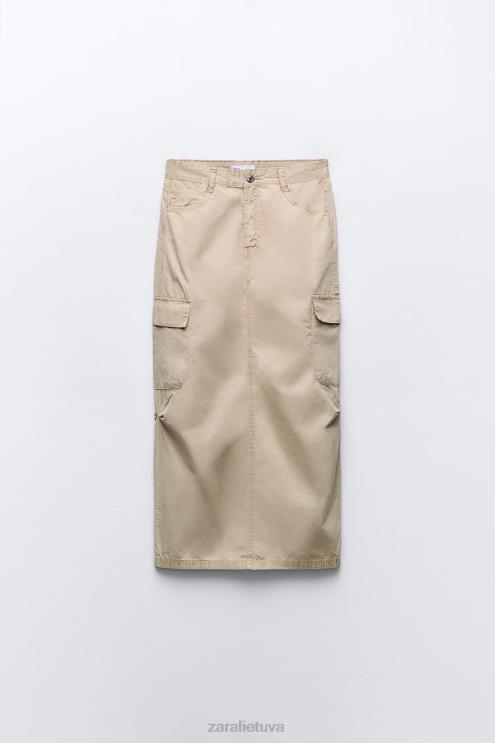 moterys Zara midi cargo sijonas lengvas kupranugaris apranga 4N488665